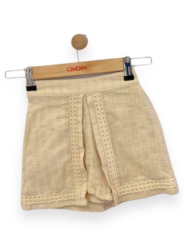 Kız Çocuk Askılı Gül Detaylı Bluz Şortlu Dokuma Takım