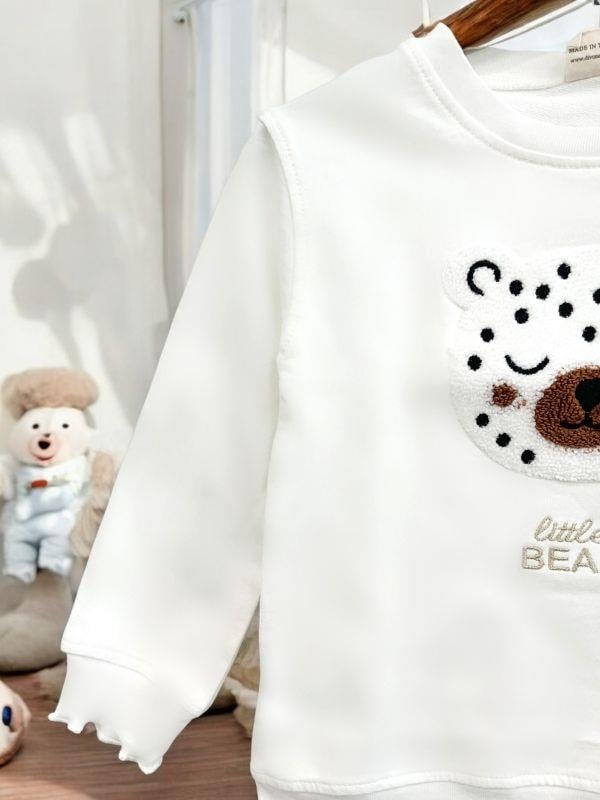 Kız Çocuk Ayıcık İşlemeli Sweatshirt