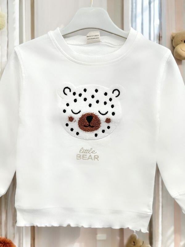 Kız Çocuk Ayıcık İşlemeli Sweatshirt