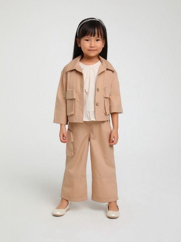 Kız Çocuk Bel Lastikli Büyük Cepli Bol Paça Pantolon