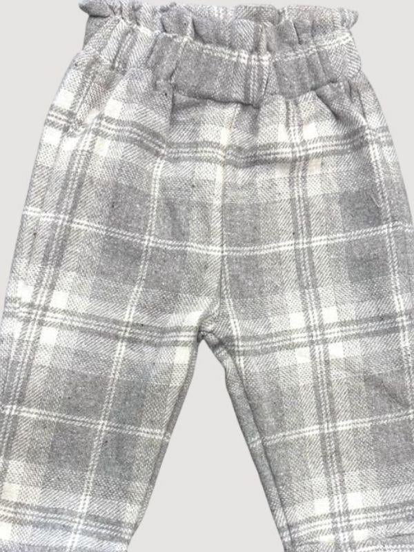 Kız Çocuk Bel Lastikli Ekose Pantolon