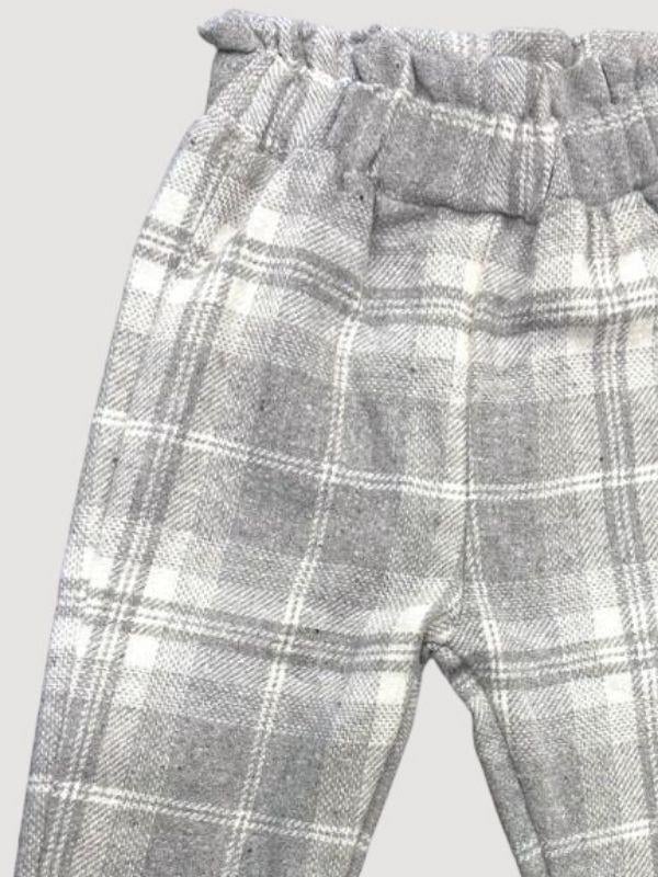 Kız Çocuk Bel Lastikli Ekose Pantolon