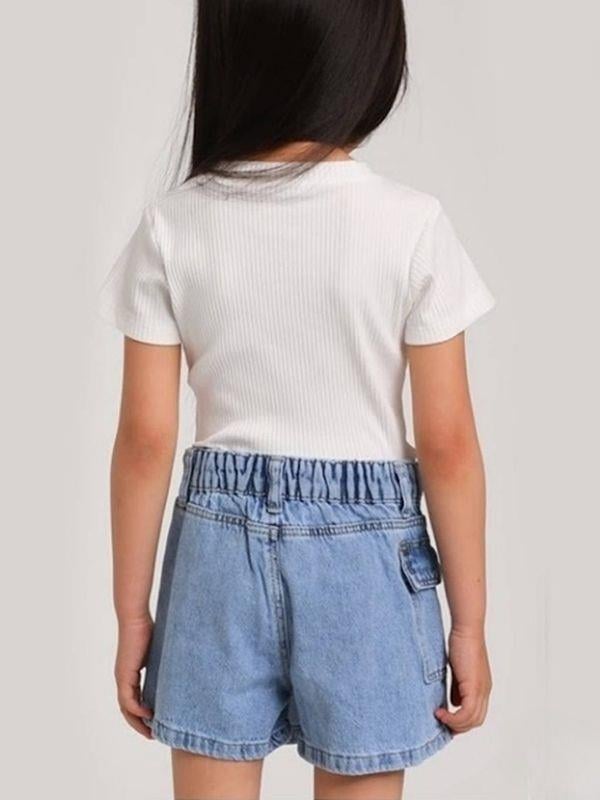 Kız Çocuk Bel lastikli Kot Şort Etek