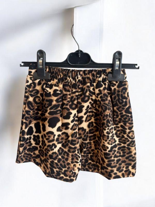 Kız Çocuk Bel Lastikli Leopar Desenli Şort Etek