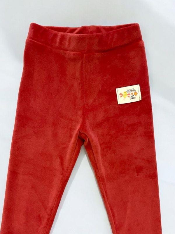 Kız Çocuk Bel Lastikli Parlak Kadife Tayt Pantolon