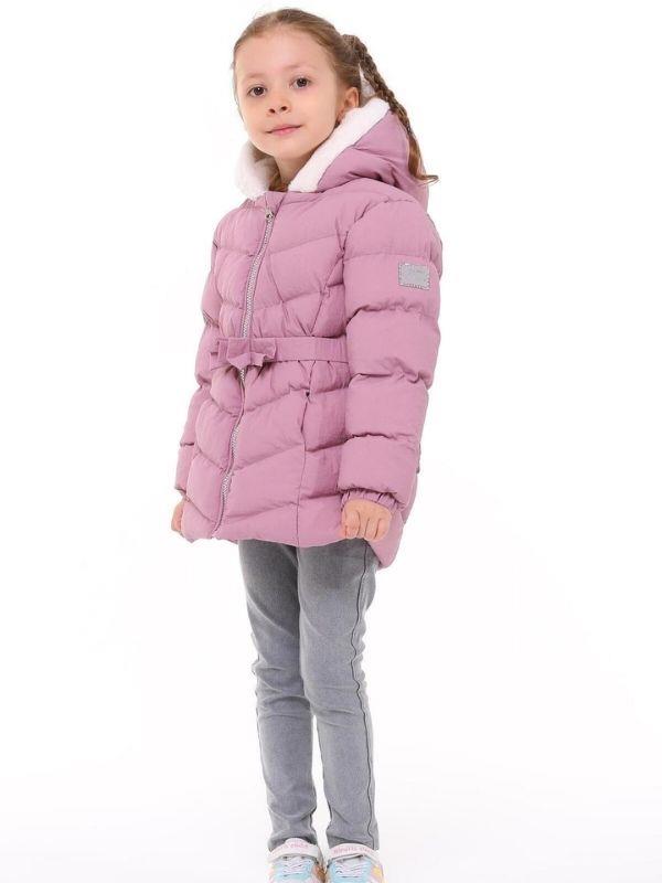Kız Çocuk Beli Kemerli İçi Peluş Detaylı Mont