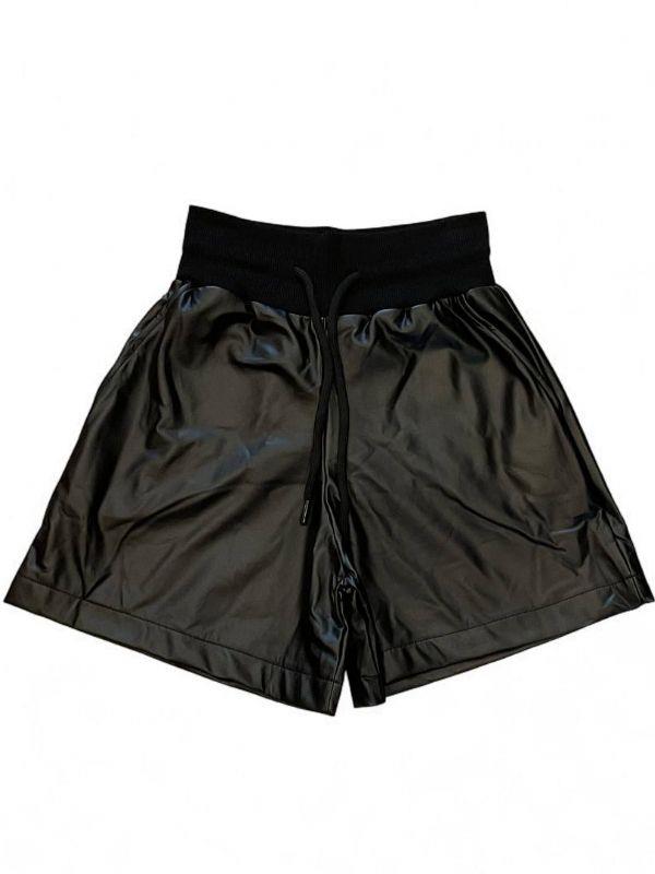 Kız Çocuk Beli Lastikli Deri Şort