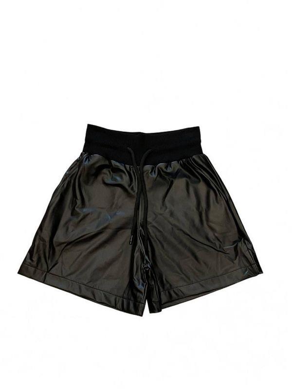 Kız Çocuk Beli Lastikli Deri Şort