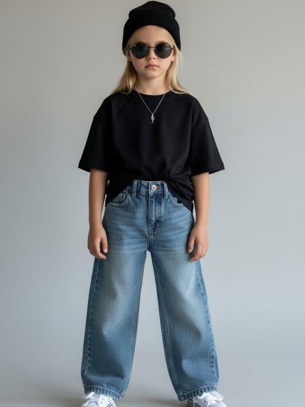 Kız Çocuk Beli Lastikli Jean Pantolon