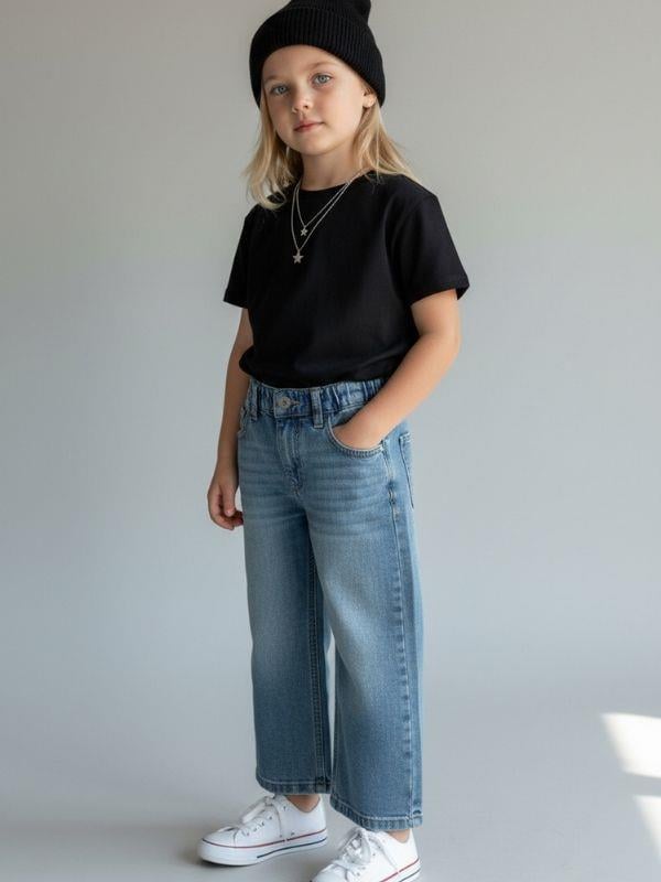 Kız Çocuk Beli Lastikli Jean Pantolon
