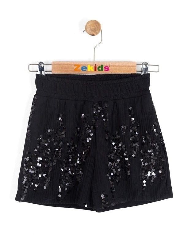 Kız Çocuk Beli Lastikli Pullu Şort