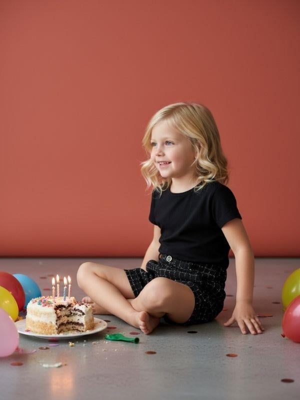 Kız Çocuk Beli  Lastikli Simli Tüvit Kumaş Şort Etek