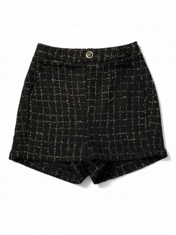 Kız Çocuk Beli  Lastikli Simli Tüvit Kumaş Şort Etek