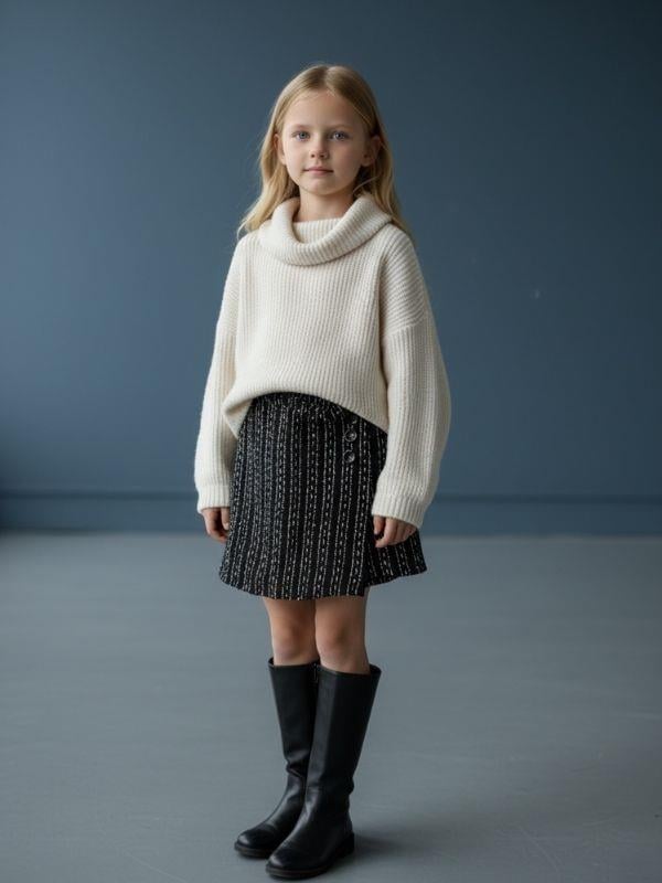 Kız Çocuk Beli Lastikli Simli Tüvit Şort Etek