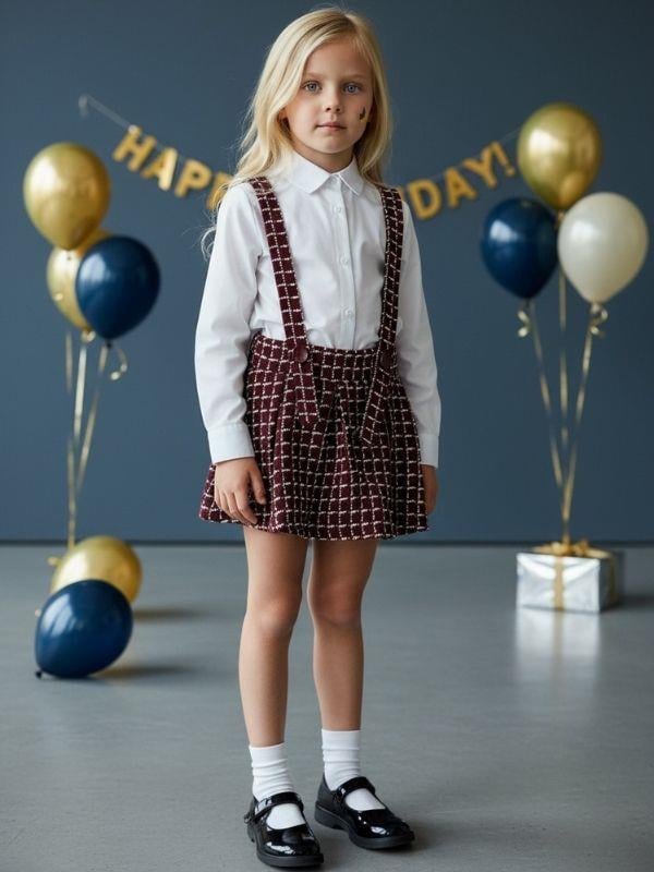 Kız Çocuk Beli Lastikli Tüvit Kumaş Salopet Etek