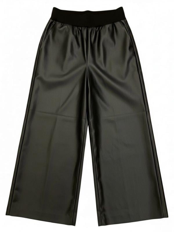 Kız Çocuk Bol Paça Deri Pantolon