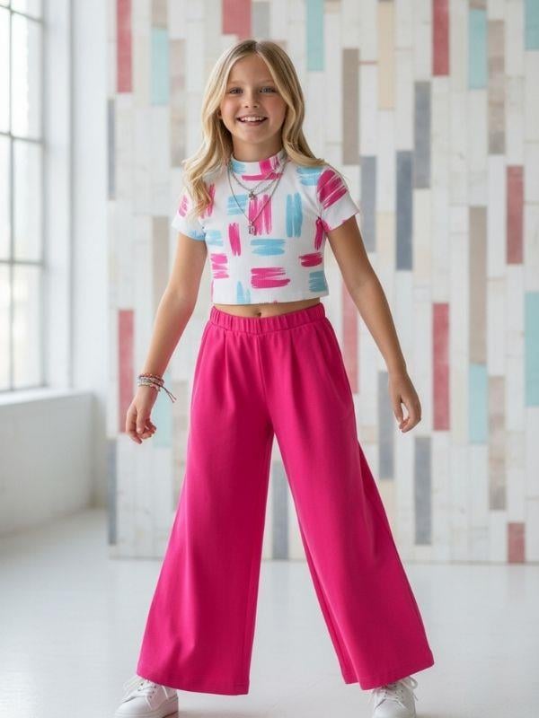Kız Çocuk Bol Paça Rahat Kesim Pantolon