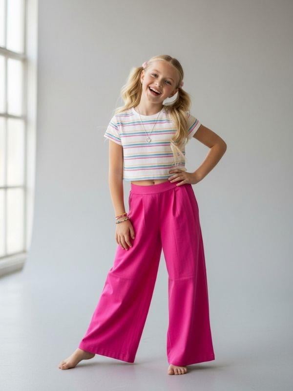 Kız Çocuk Bol Paça Rahat Kesim Pantolon