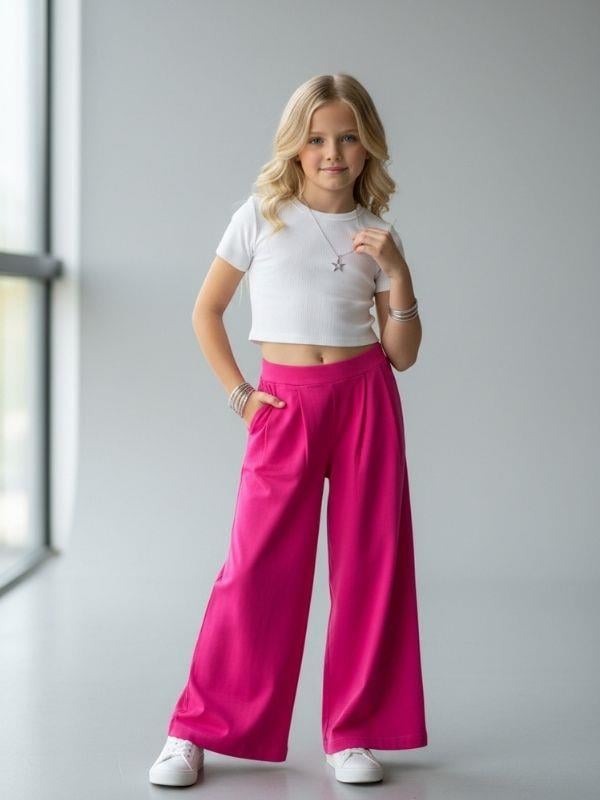 Kız Çocuk Bol Paça Rahat Kesim Pantolon