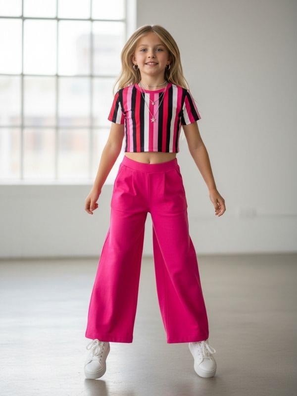 Kız Çocuk Bol Paça Rahat Kesim Pantolon