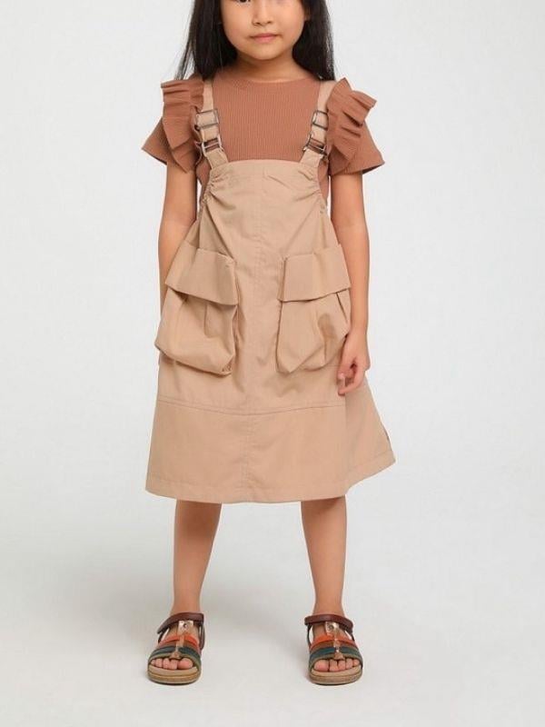 Kız Çocuk Büyük Cepli Askılı Salopet