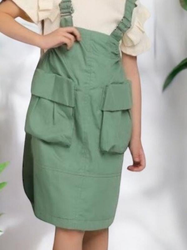 Kız Çocuk Büyük Cepli Askılı Salopet