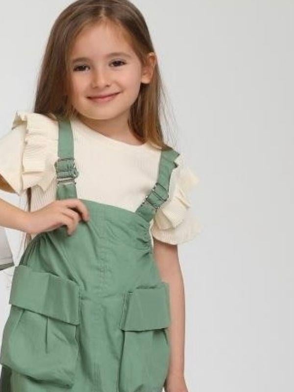 Kız Çocuk Büyük Cepli Askılı Salopet