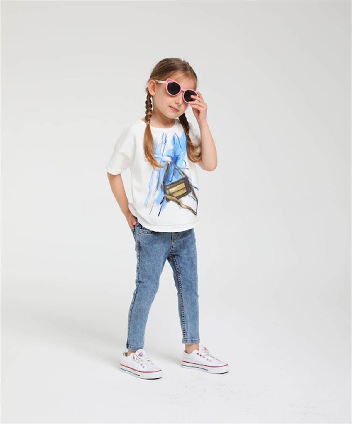 Kız Çocuk Çanta Baskılı Şık Tshirt