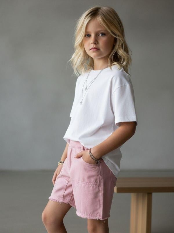 Kız Çocuk Cep Detaylı Şort