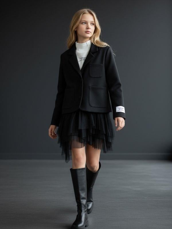 Kız Çocuk Cepli Ksa Tasarım Süet Ceket