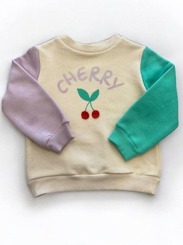 Kız Çocuk Cherry Baskılı Şardonlu Sweatshirt