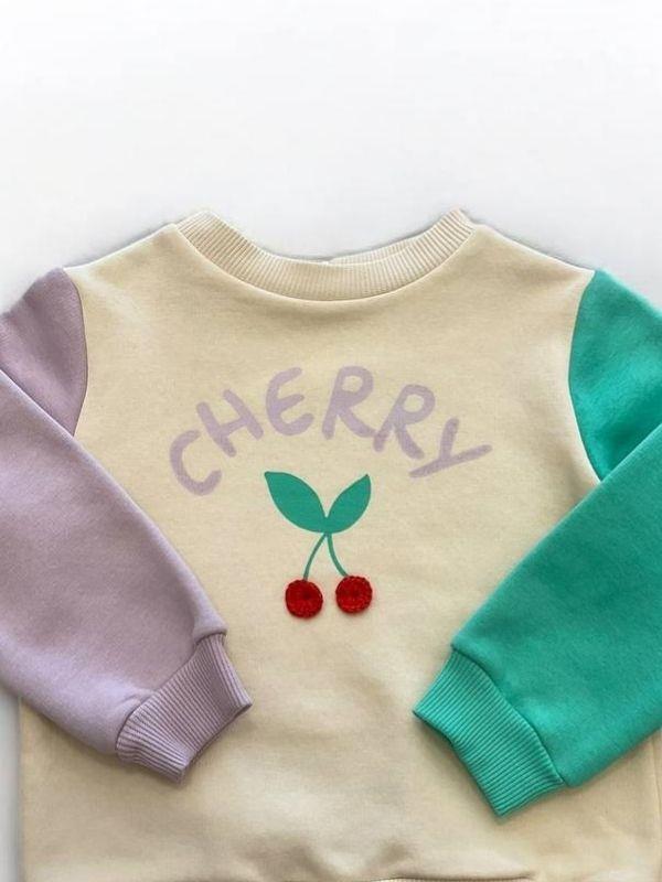 Kız Çocuk Cherry Baskılı Şardonlu Sweatshirt