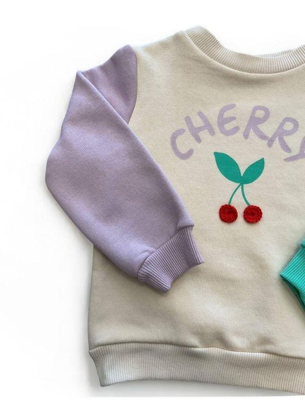 Kız Çocuk Cherry Baskılı Şardonlu Sweatshirt