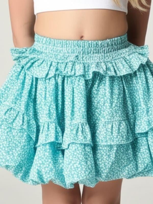 Kız Çocuk Çiçek Desenli Balon Etek