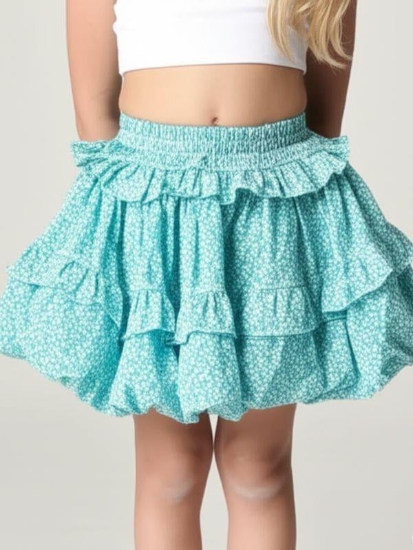 Kız Çocuk Çiçek Desenli Balon Etek