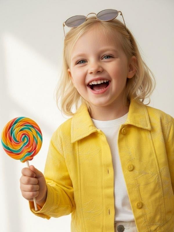 Kız Çocuk Çiçek Desenli Dokulu Tasarım Ceket