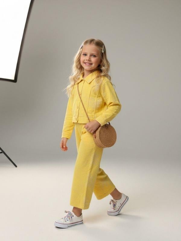 Kız Çocuk Çiçek Desenli Dokulu Tasarım Ceket