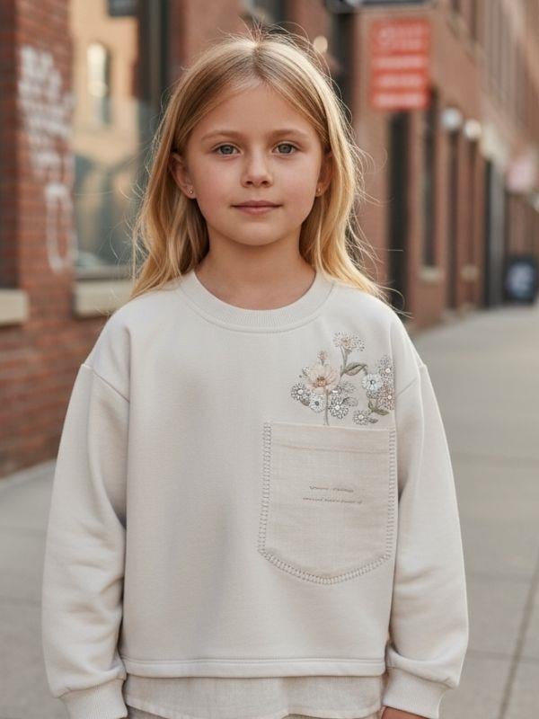 Kız Çocuk Çiçek Desenli İspanyol Paça Takım