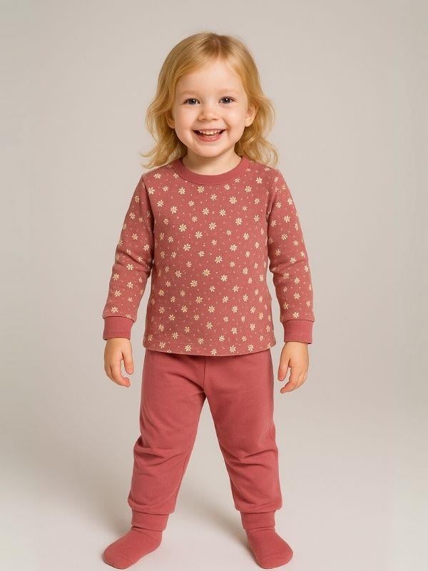 Kız Çocuk Çiçek Desenli Pamuklu Yumuşak Dokulu Pijama Takımı