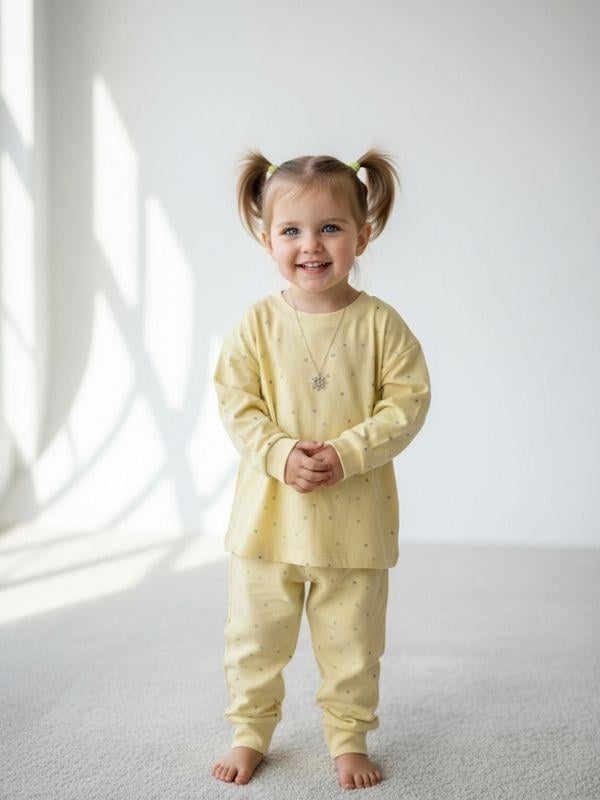 Kız Çocuk Çiçek Desenli Pamuklu Yumuşak Dokulu Pijama Takımı