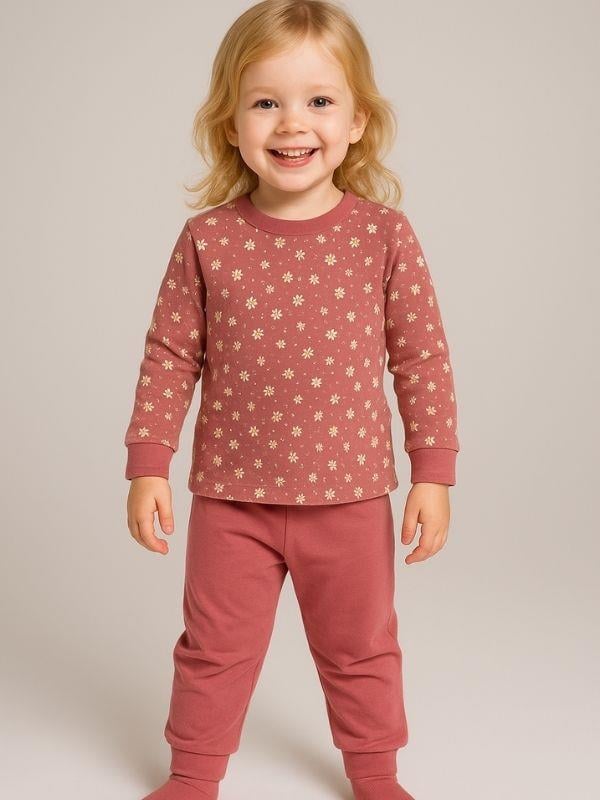 Kız Çocuk Çiçek Desenli Pamuklu Yumuşak Dokulu Pijama Takımı