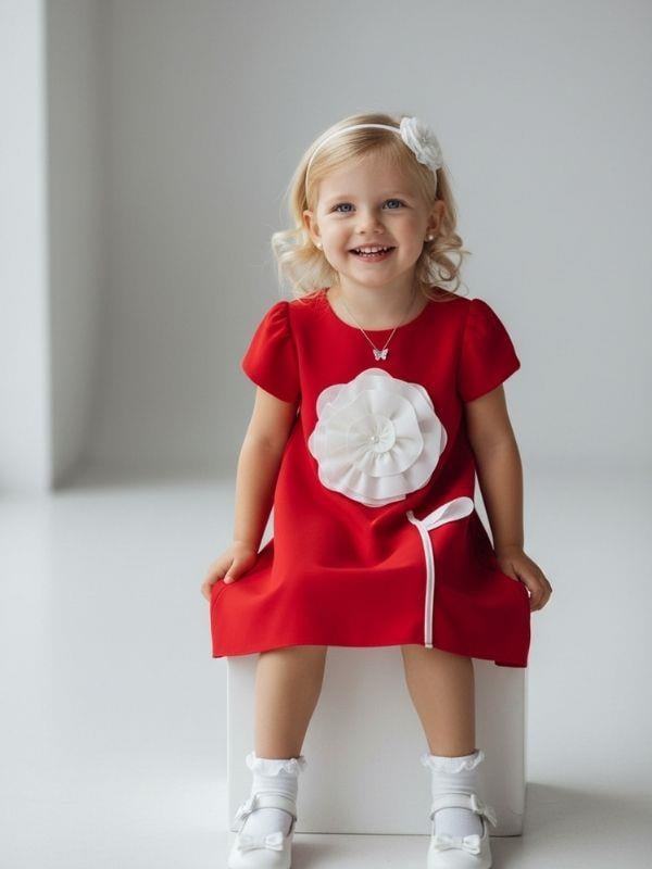 Kız Çocuk Çiçek İşlemeli Özel Gün Elbisesi