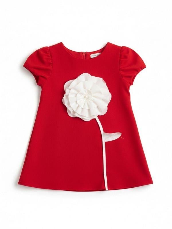 Kız Çocuk Çiçek İşlemeli Özel Gün Elbisesi