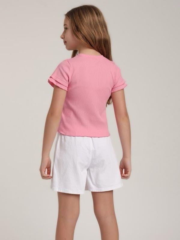 Kız Çocuk Çiçek İşlemeli Tasarım Kot Şort Etek