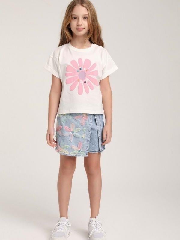 Kız Çocuk Çiçek İşlemeli Tasarım Şort Etek