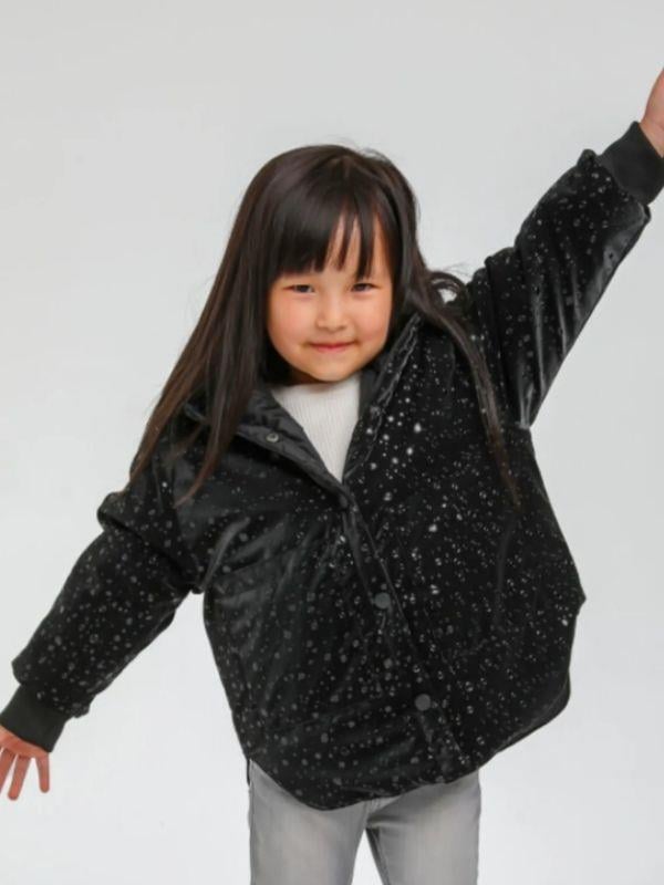 Kız Çocuk Çift Taraflı Rugan Şişme Kapüşonlu Cepli Mont