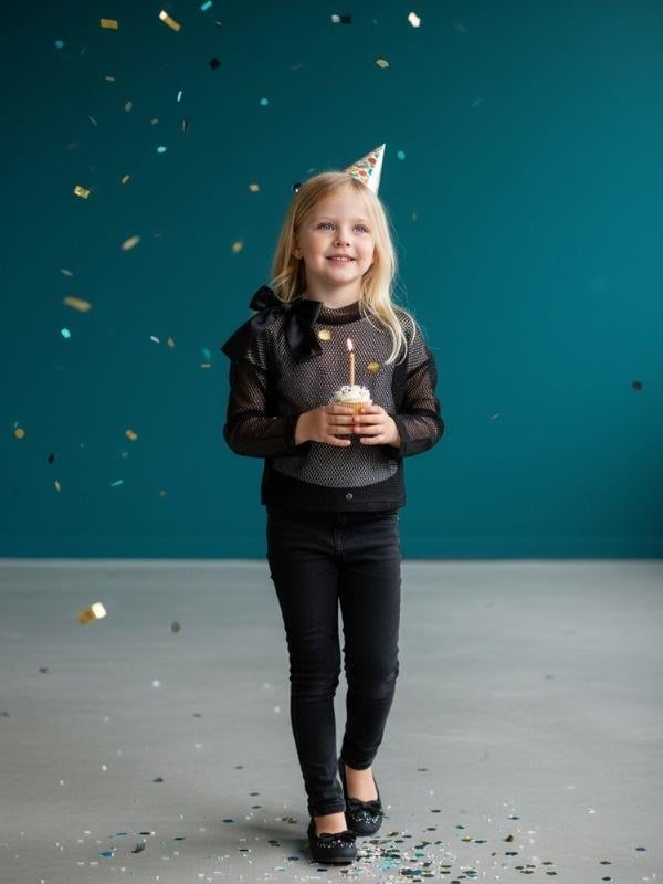 Kız Çocuk Çıkarılabilir Fiyonk Detaylı Crop File (İç Bluz Dahil Değildir)