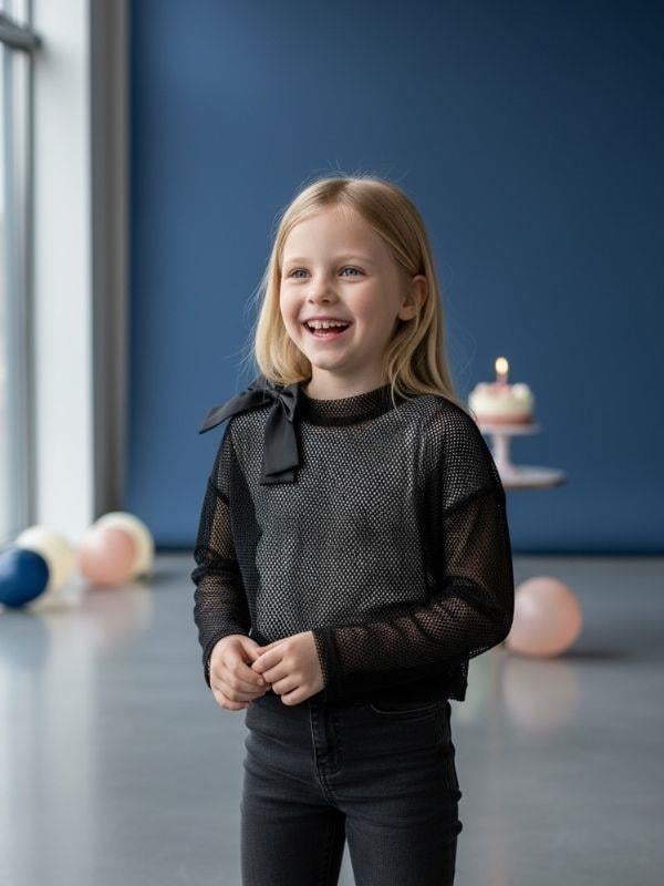 Kız Çocuk Çıkarılabilir Fiyonk Detaylı Crop File (İç Bluz Dahil Değildir)