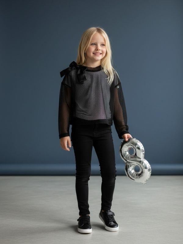 Kız Çocuk Çıkarılabilir Fiyonk Detaylı Crop File (İç Bluz Dahil Değildir)