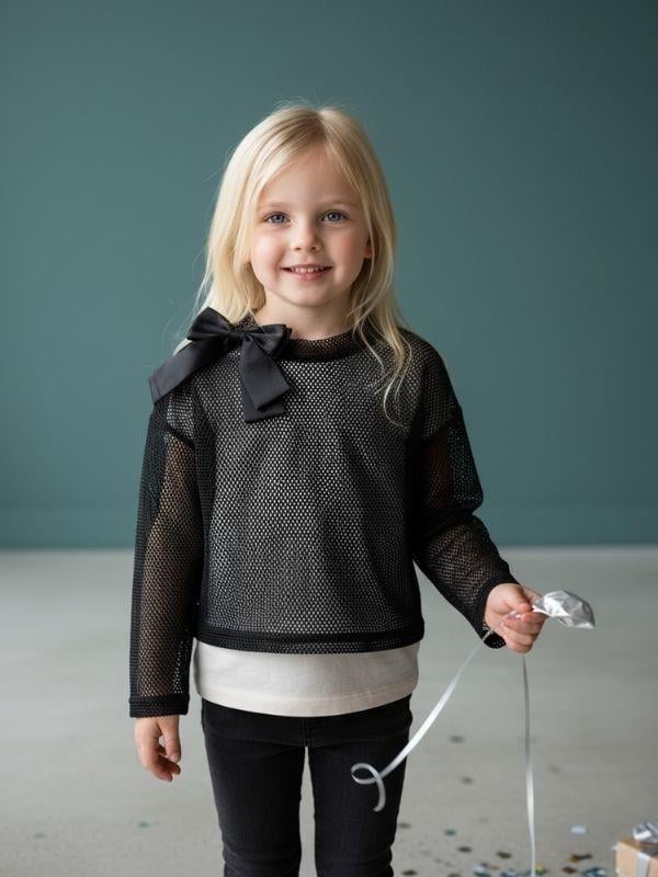 Kız Çocuk Çıkarılabilir Fiyonk Detaylı Crop File (İç Bluz Dahil Değildir)